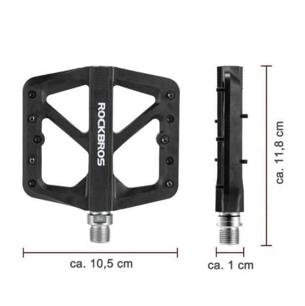 ROCKBROS Bicicletă Pedale din nailon Anti-alunecare MTB Pedale plate 9/16 inch 3 rulmenți etanșați