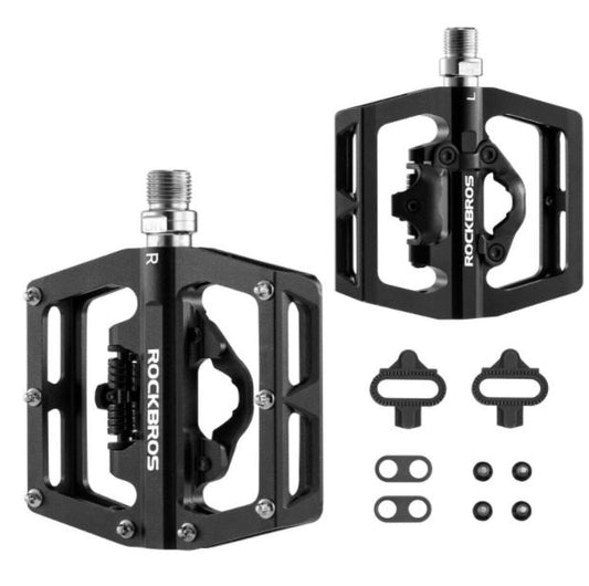 ROCKBROS pedale biciclete pedale clipless jumatate platforma cu pedale SPD 9/16 inch negru